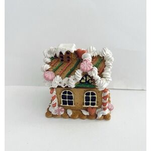 Ceramic Gingerbread House Christmas Trinket Box Candy Canes  READ INFO